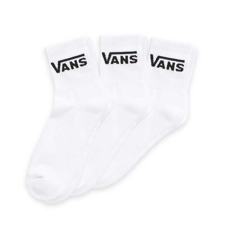 Vans Classic Half Crew Socks-3-Pack-White 9.5-13