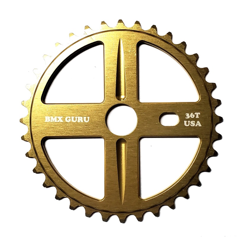 BMXGuru 36t Bolt Drive BMX Aluminum Sprocket / Chainwheel – Gold – USA Made