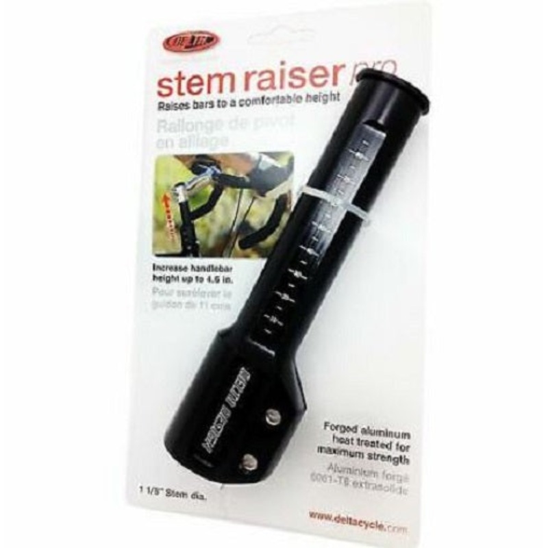 Delta Handlebar Stem Raiser Pro Raises Bar Height Up To  4.6″ Black for 1-1/8″