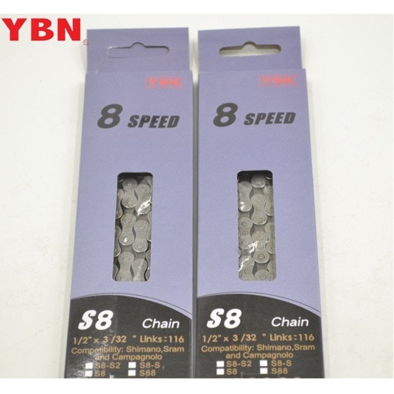 YBN 8 Speed 1/2″ x 3/32″ 116 Links Chain MTB/Road