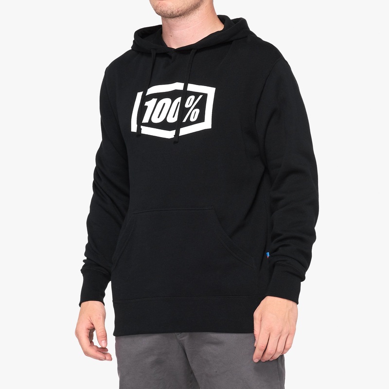 100% Icon Fleece Pullover Hoodie-Black Adult Small