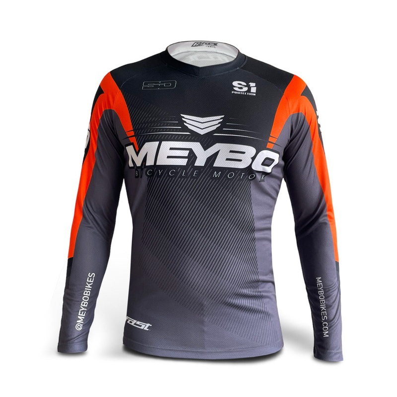 Meybo Slim FIT Race Jerseys V6 Black/Orange / Youth Small