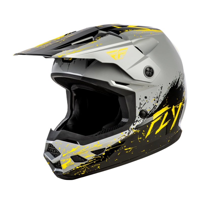 Fly Racing Kinetic Drip BMX Race Helmet-Grey/Black/Yellow Youth Small