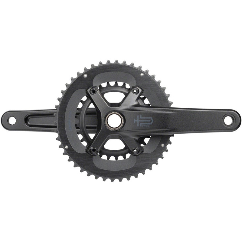 microSHIFT Sword 2x Crankset – 165mm, 10-Speed, 46/29t, 110 Asym BCD,  24mm Spindle, Black