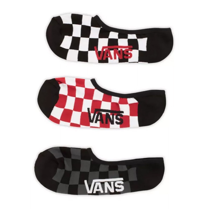 Vans Men’s Classic Super No Show Socks 6.5-9 Red/Black/White Checkerboard