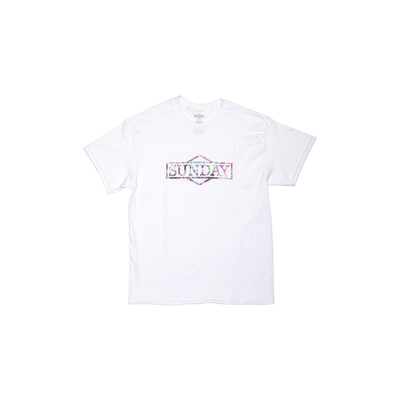 Sunday Wallflower Tee (White w/ Floral Pattern Fill) Small