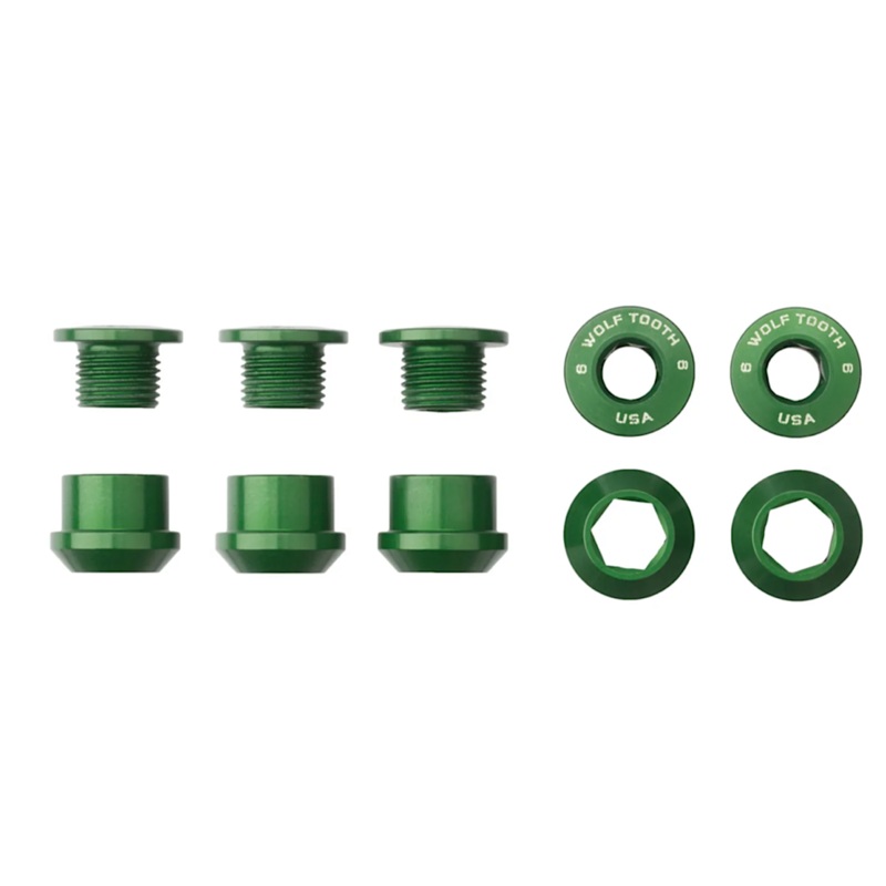 WOLF TOOTH 6MM CHAINRING BOLT/5 PACK GREEN