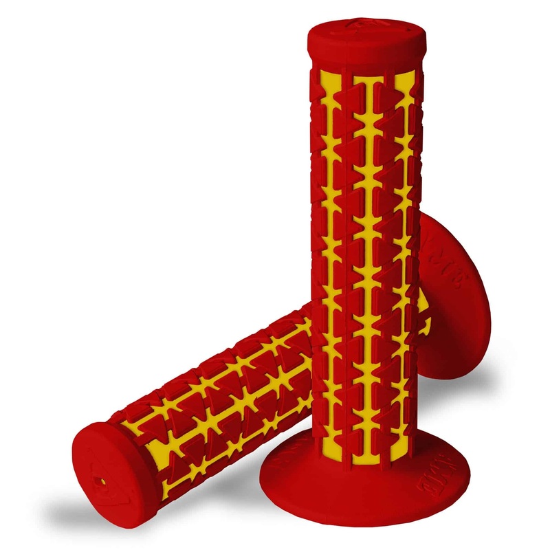 AME Dual BMX Grips – Flanged – Red over Yellow – Made in the USA
