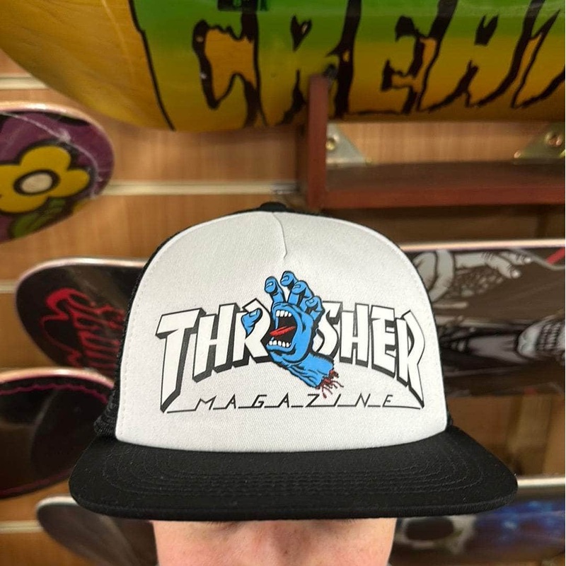 Santa Cruz x Thrasher Screaming Logo Mesh Trucker Cap White / Black