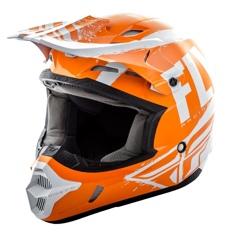 Fly Racing 2018 Kinetic Burnish Helmet-Orange/White/Grey Youth Small