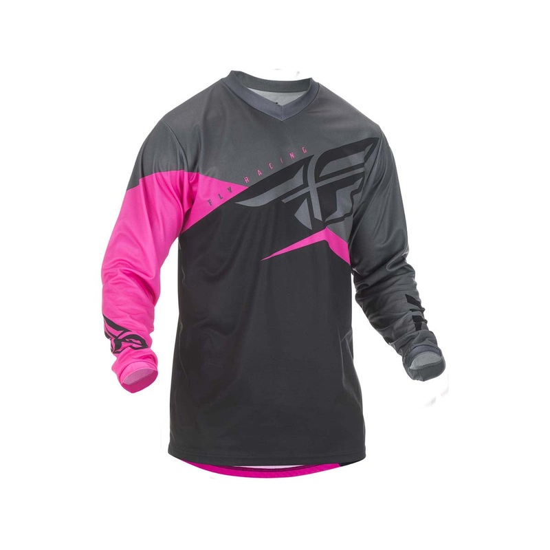 Fly Racing 2019 F-16 BMX Race Jersey-Neon Pink/Black/Grey Youth Small