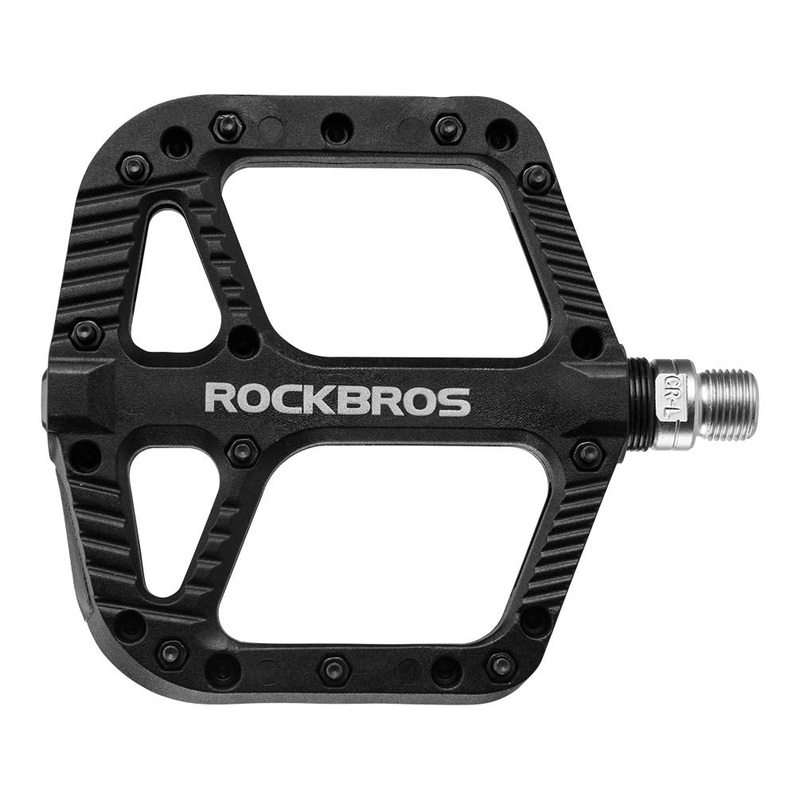 ROCKBROS Mountain Bike Pedals Nylon Composite Bearing 9/16″ MTB Bicycle Pedals with Wide Flat Platform Black