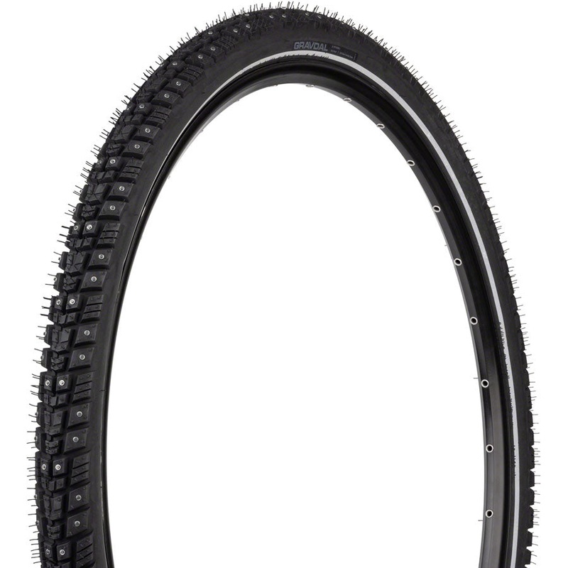 45NRTH Gravdal Tire – 700 x 45, Clincher, Steel, Black, 33tpi, 240 Concave Carbide Aluminum Studs
