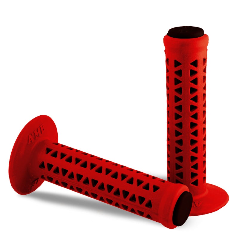 AME Unitron re-issue retro BMX grips – Flanged – Red over Black – Made in the USA