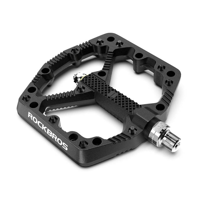 ROCKBROS Mountain Bike Pedals Flat MTB Pedals Nylon Fiber Bicycle Platform Pedals Black