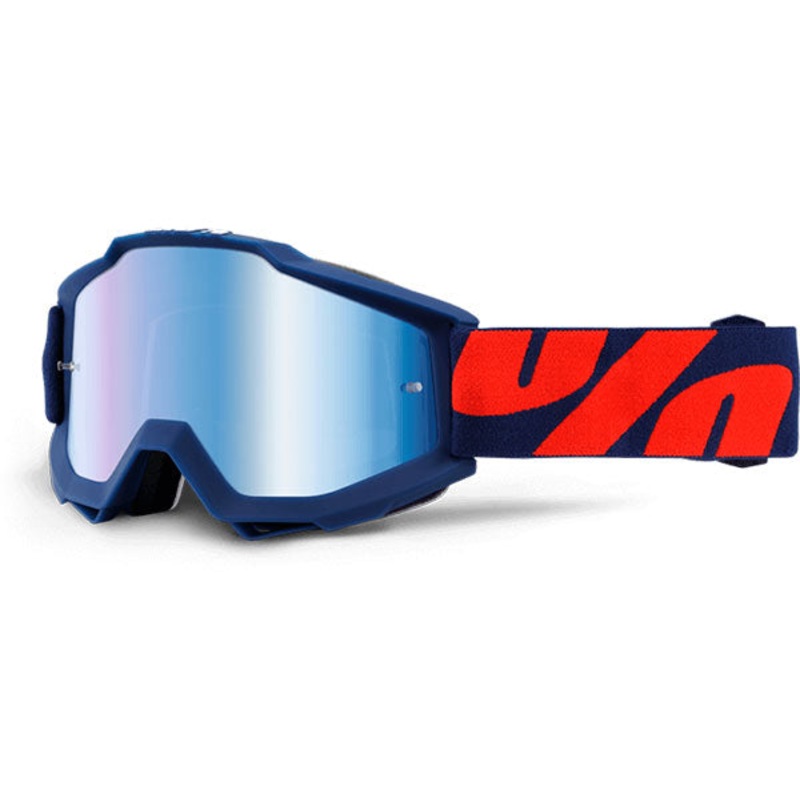100% Accuri Moto Goggles-Raleigh-Mirrored Blue Lens