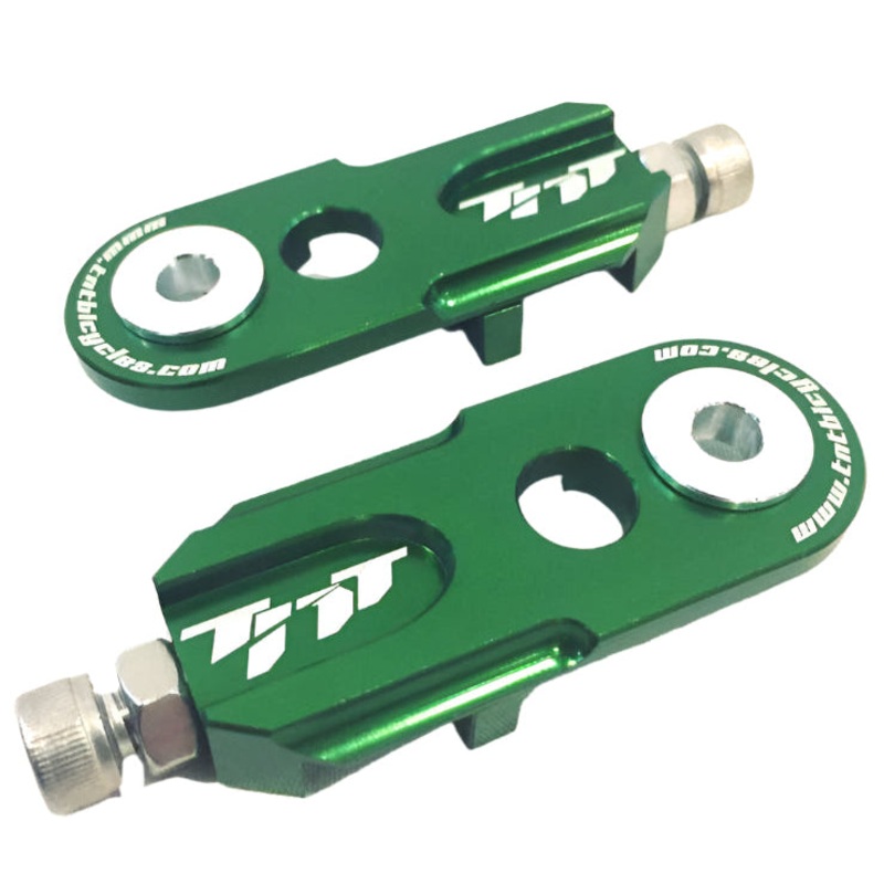 TNT Bicycles 3/8″ BMX Chain Tensioners – Pair – w/ 6mm adapter – Green