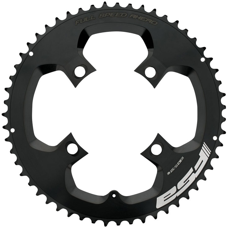FSA SL-K Super Road Chainring 1x 50T Tooth Count 110BCD Asymmetric Bolt Pattern 4-Bolt Interface  BLK