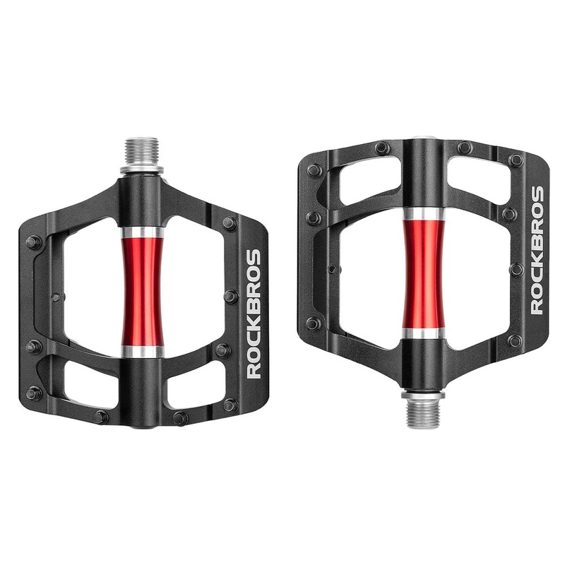 ROCKBROS MTB Pedals Platform Bike Pedal Aluminum 9/16″ Bicycle Pedal Non-Slip Lightweight Flat Pedals for BMX Road Mountain Bikes CRD