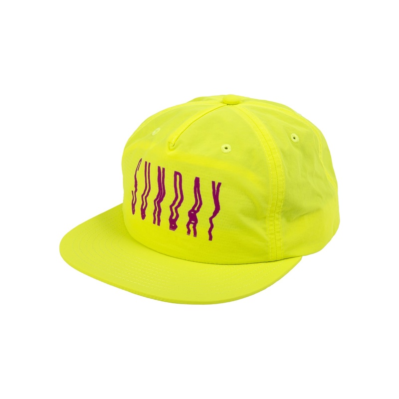 Sunday High Wave 5-Panel Nylon Snapback Hat (Safety Green w/ Purple Screen Print) Safety Green