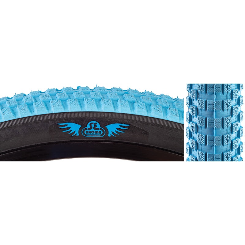 26×2.0 SE Racing Cub BMX Tire – Light Blue w/ Black Sidewall