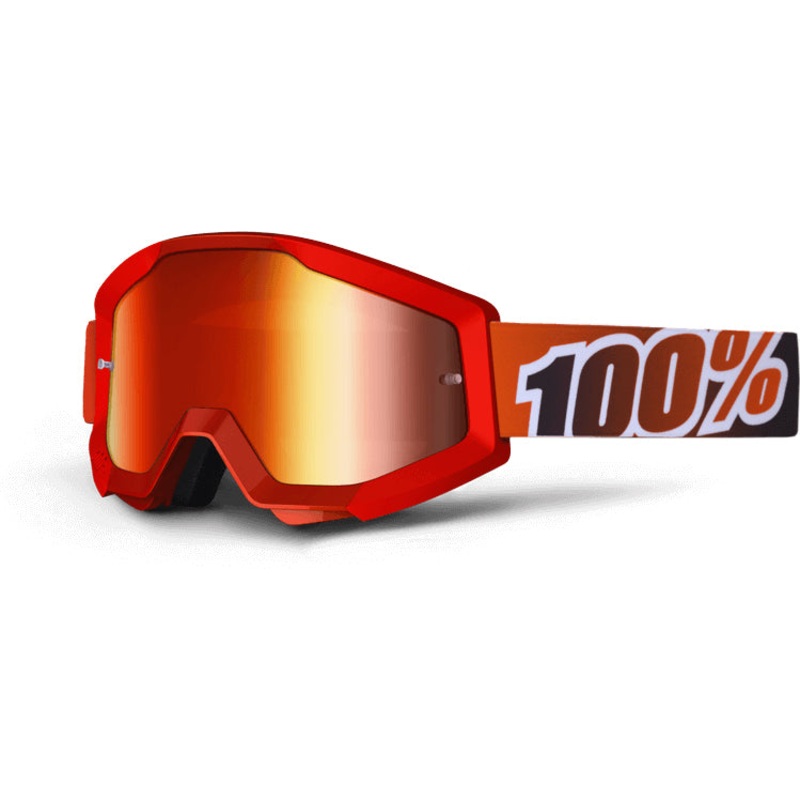 100% Strata Goggles-Fire Red-Mirror Red Lens