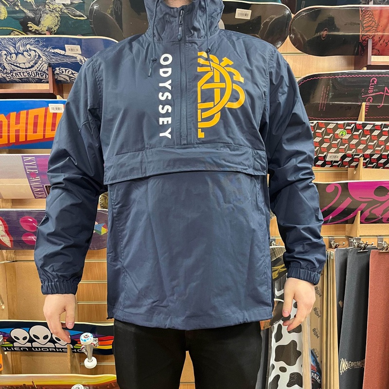 Odyssey Half-Monogram Windbreaker Anorak Jacket Blue with White / Golden Rod Ink Medium