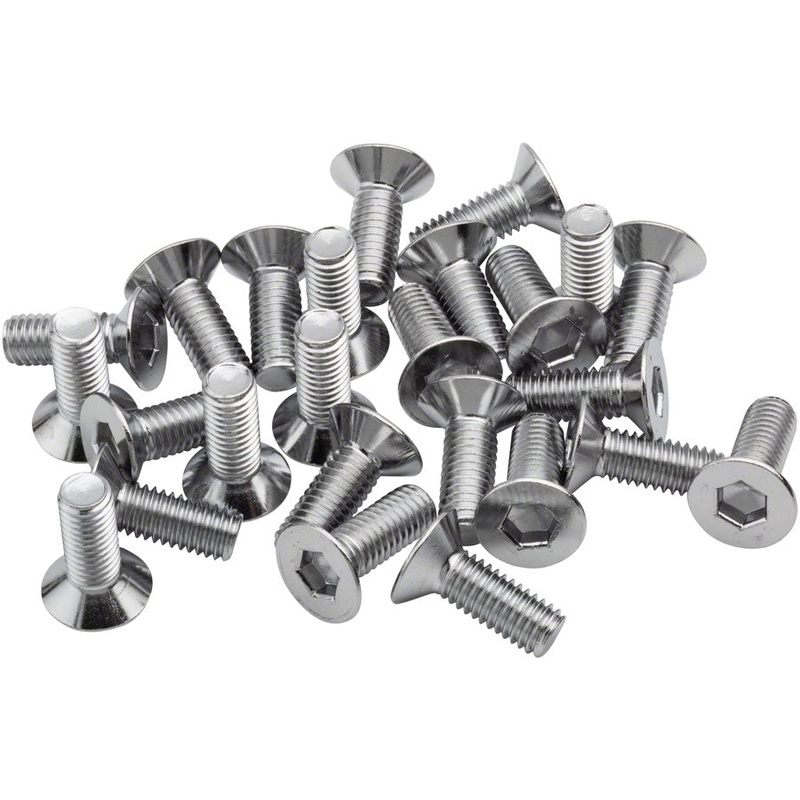 BikeFit Cleat Screws, 25-Pack, 14mm, SPD / MTB Compatible, Countersunk, 4mm Hex, M5 X 0.8