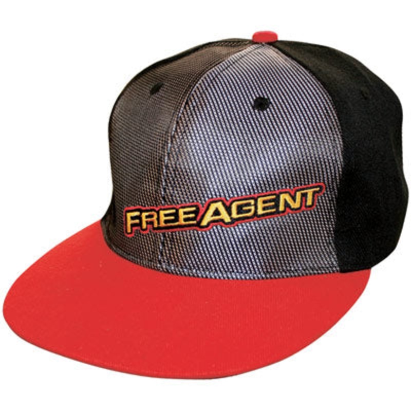 F/Agent Hat,Racer,Fits Most Snap Fit,Blk/Sil W/Red Bill Team Snap Fit Hat Free Agent Apparel Adjustable Red/Sliver/Black