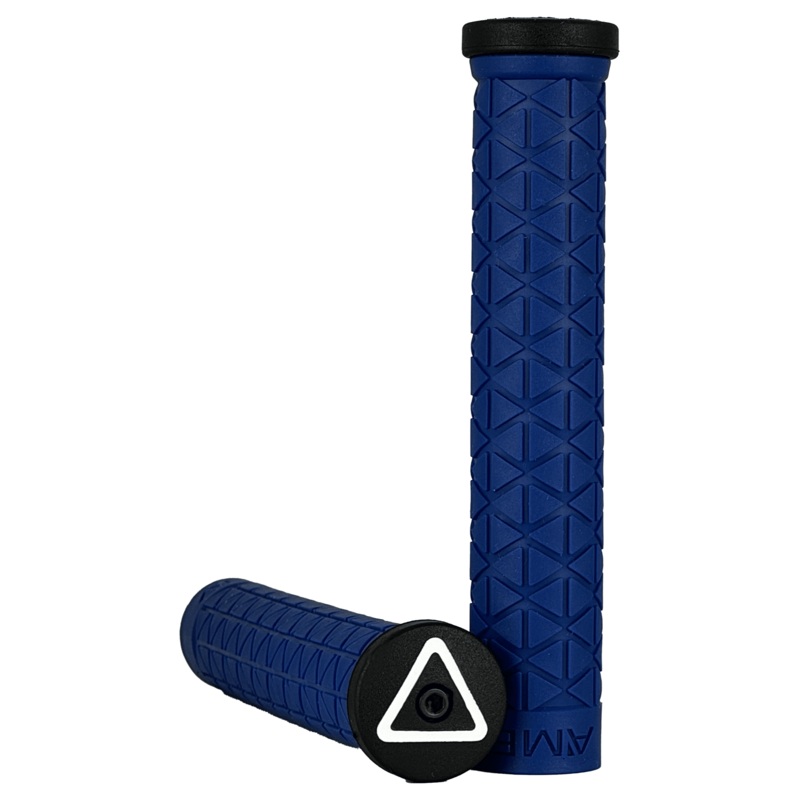 AME Super Tri Long Flangeless BMX Grips w/ Plugs – Flangeless – Blue – USA Made
