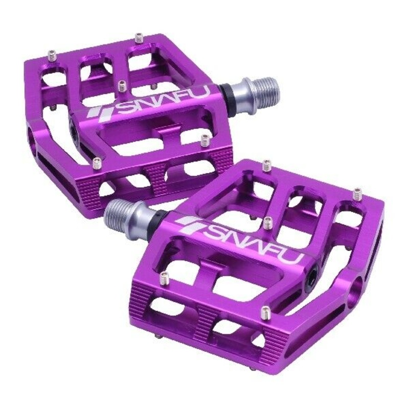 Snafu BMX Cactus Pro Aluminum Platform Pedals – Sealed – 9/16 – Purple
