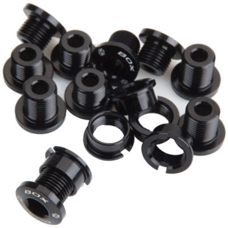Box Alloy C-Ring Bolts 15Pc Bk  Alloy Chainring Bolts Box Chainrings NA Black