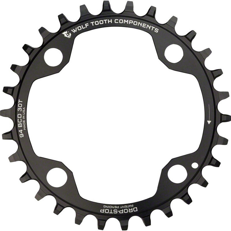 Wolf Tooth 94 BCD Chainring – 34t, 94 BCD, 4-Bolt, Drop-Stop, For SRAM Cranks, Black