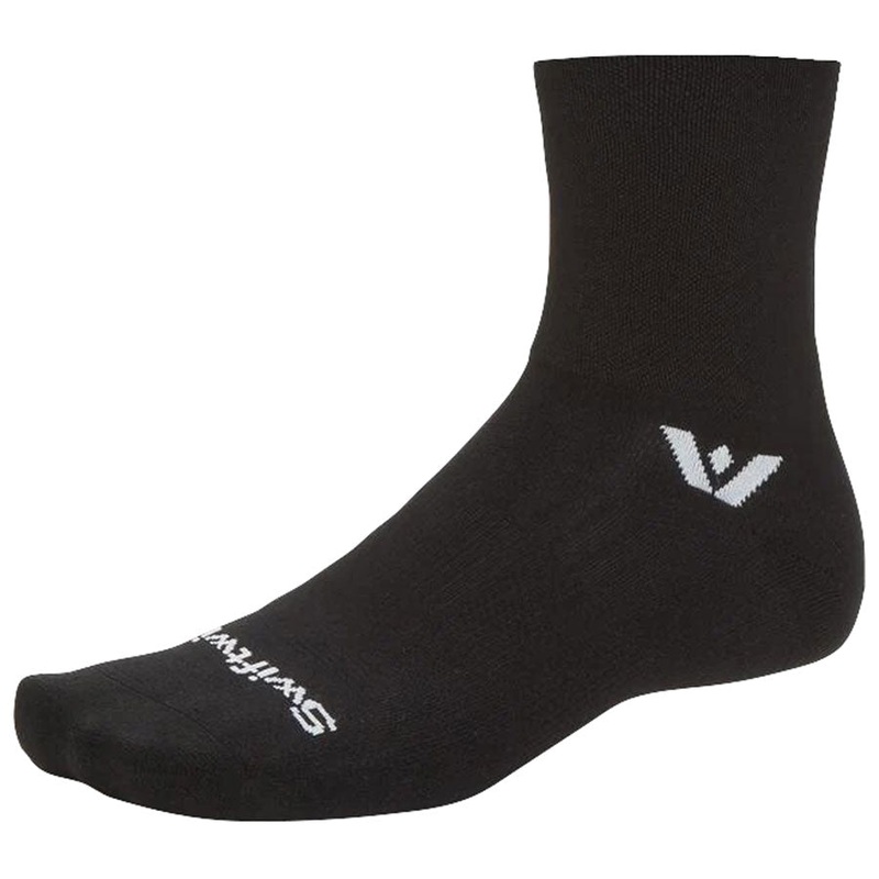 Swiftwick Aspire Quarter Crew High Socks – Circuit Black Small
