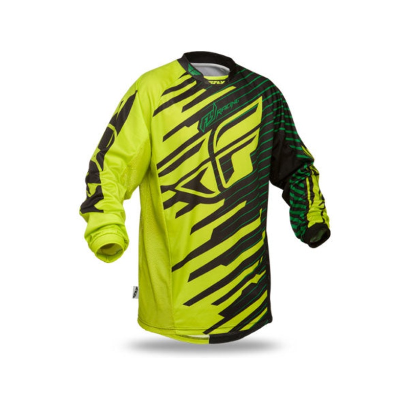 Fly Racing 2014 Kinetic Shock BMX Race Jersey-Green/Black Youth Small