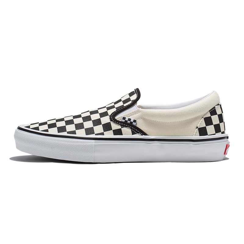 Vans Classic Slip-On Checkerboard Shoes-Black/Off White 3.5