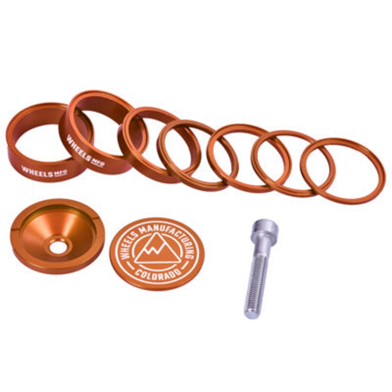 Wmfg H/Set Spcrs,Stckrght Pro Orange,7 Spcrs,Flt Top Cap Aluminum Headset Spacer Kit  Headsets NA Orange