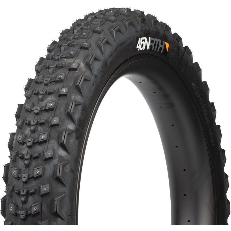 45NRTH Dillinger 4 Tire – 27.5 x 4.0, Tubeless, Folding, Black, 120 TPI, 168 Large Concave Carbide Aluminum Studs