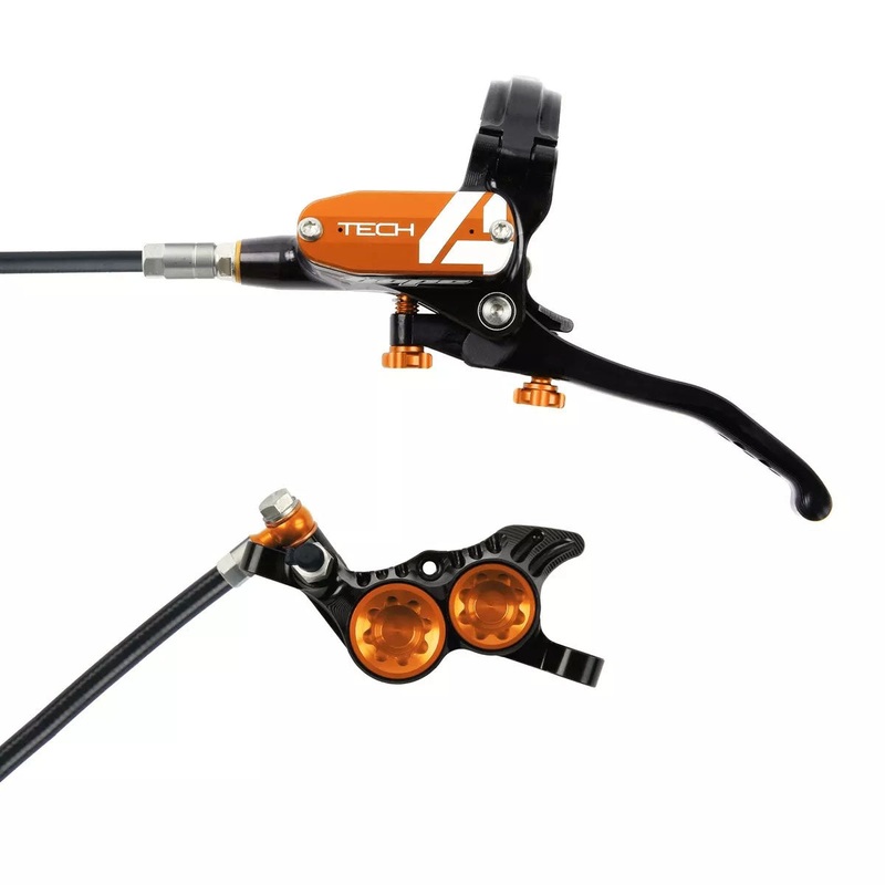 Hope Tech 4 V4 Disc Brake and Lever Set – Front Hydraulic Post Mount Orange