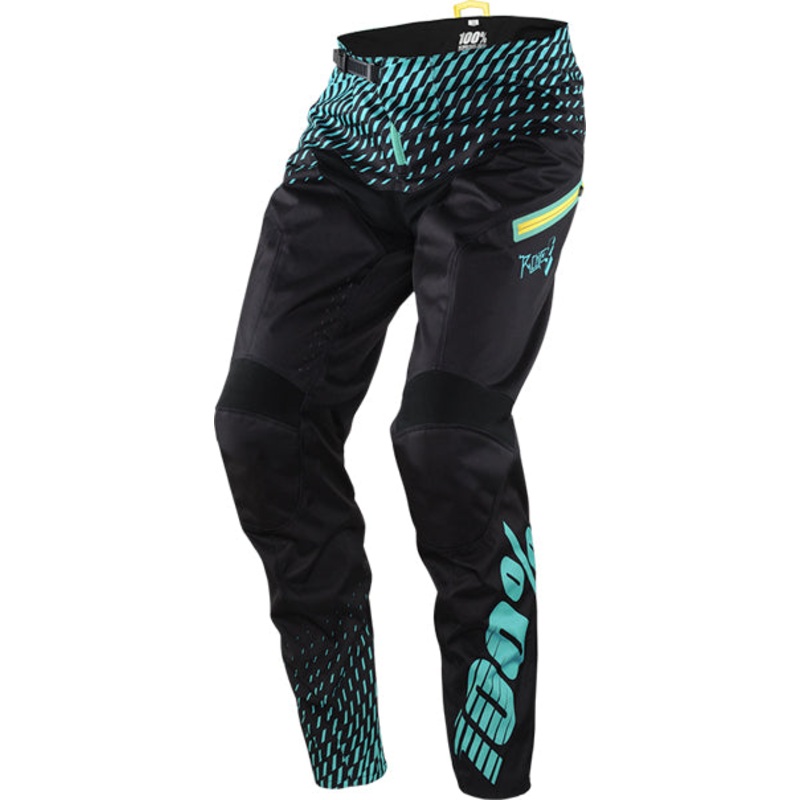 100% R-Core Downhill BMX Race Pants-Supra Black/Cyan Adult 28