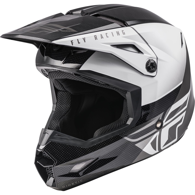 Fly Racing Kinetic Straight Edge BMX Race Helmet-Black/White Large