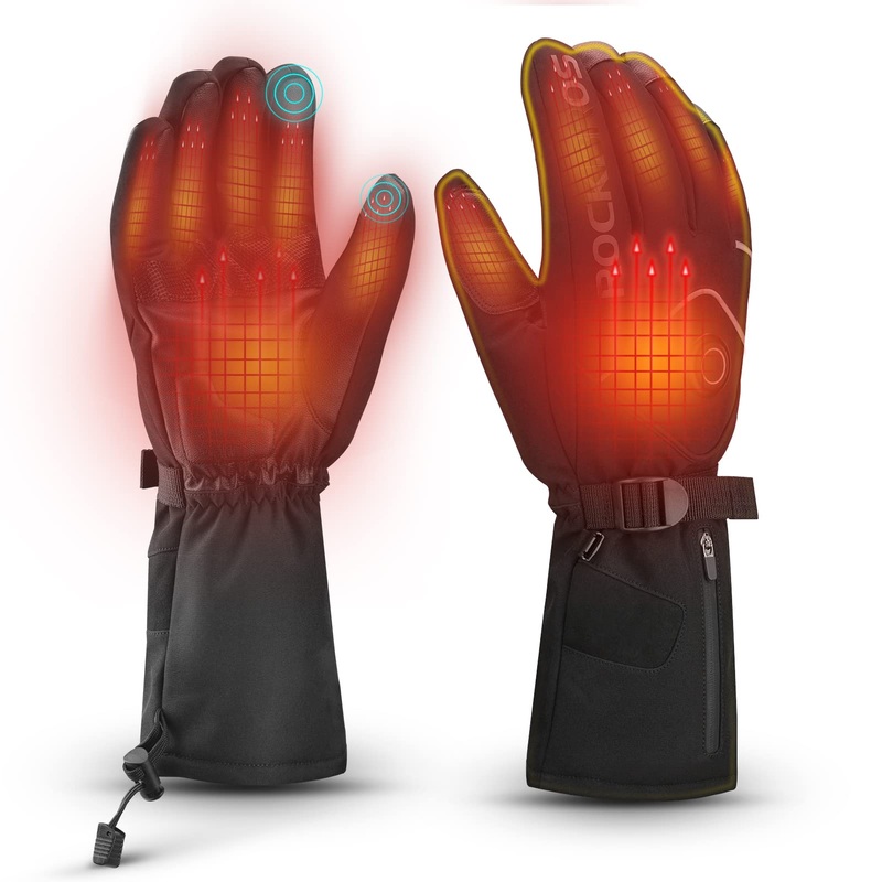 ROCKBROS Heated Gloves, Rechargeable Winter Touchscreen Gloves for Cycling, Skiing, Motorcycling M