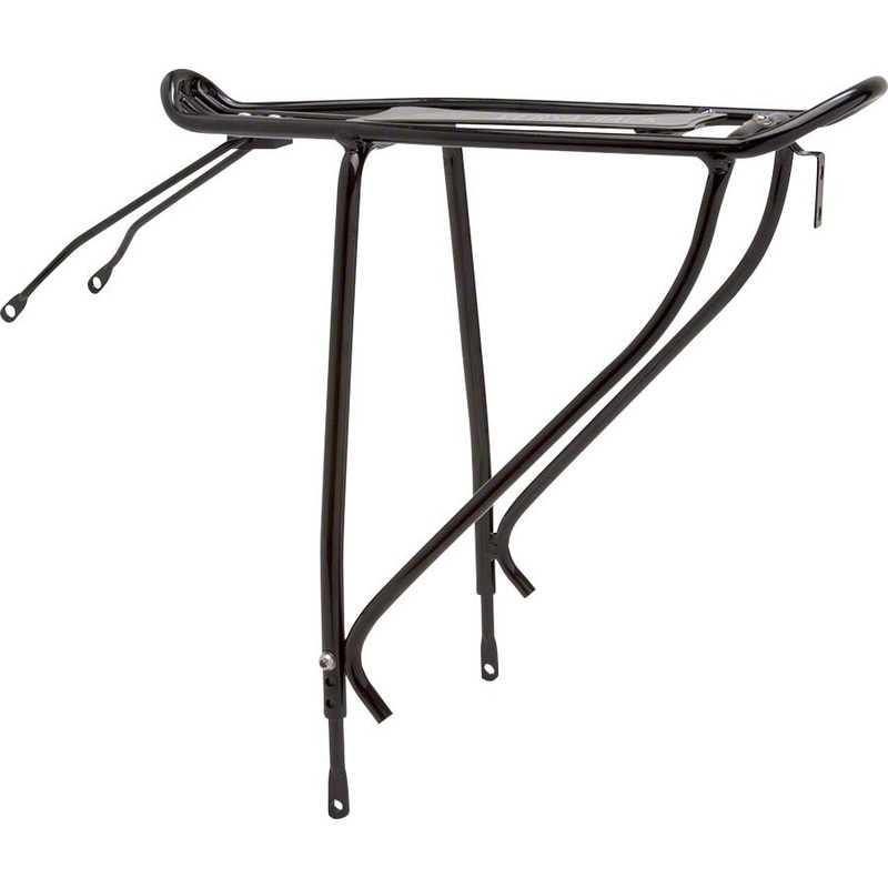 Versa Disc Brake Compatible Rear Rack: Black. Fits up to 29″ wheels