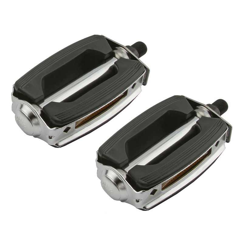 Krate-style Block Platform Pedals – 1/2″ – Black/Chrome