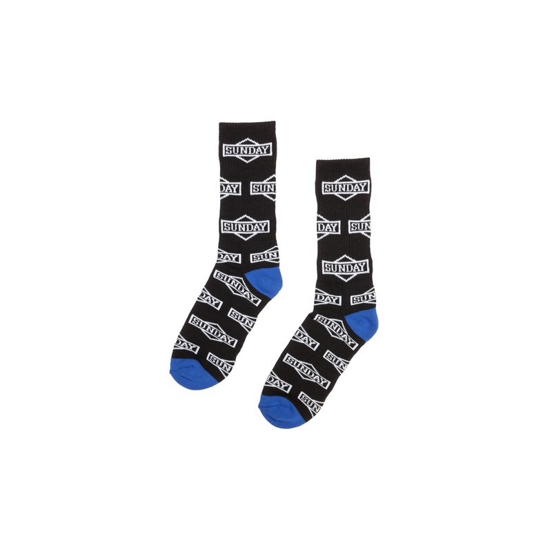 Sunday Cornerstone All-Over Crew Socks (Black/White) Black/White