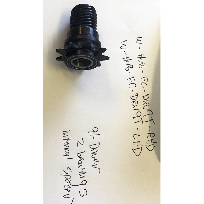 9T DRIVER FOR F C0RM LEFT HAND DRIVE FREECOASTER HUB. HAS 2 BEARING AND INTERNAL SPACER INSTALLED.