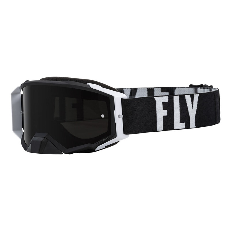 Fly Racing 2022 Zone Pro Goggles-Black/White w/Dark Smoke Lens-w/Post Adult