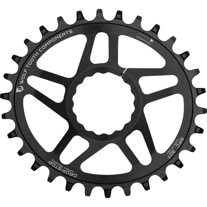 Wolf Tooth Elliptical Direct Mount Chainring – 28t, RaceFace/Easton CINCH Direct Mount, Drop-Stop, 6mm Offset, Black