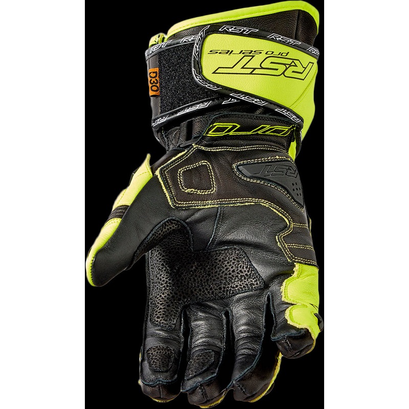 RST Pro Series Gp D3o Gloves Black/Flo Yellow Leather Xl Black/Fluorescent Yellow X-Large