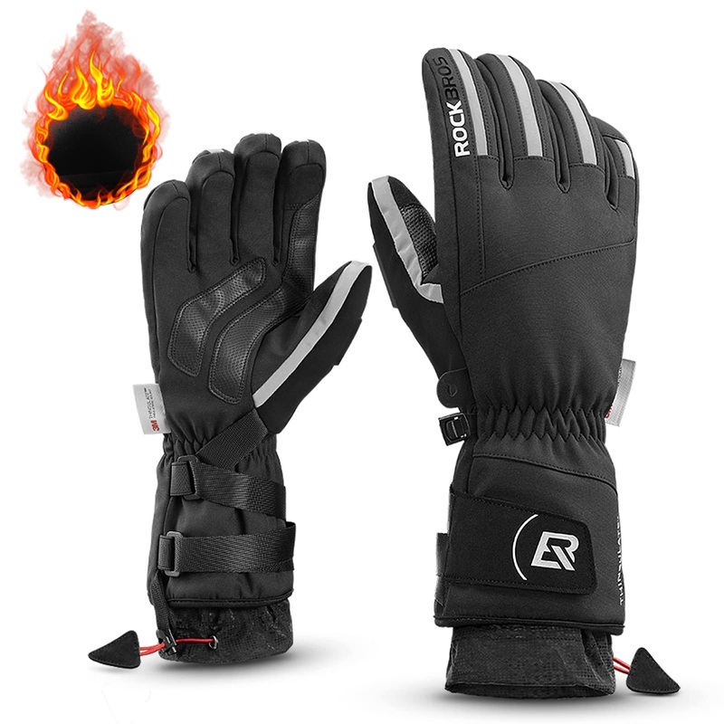 ROCKBROS Winter Ski Gloves Waterproof 3M Thinsulate Touch Screen Thermal Gloves for Men  Women S